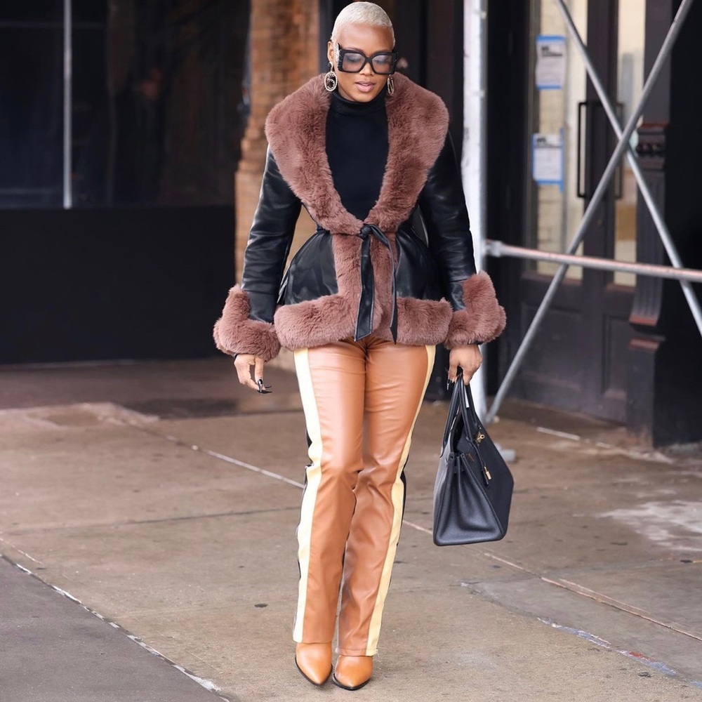 Colorblock Faux Leather Pants